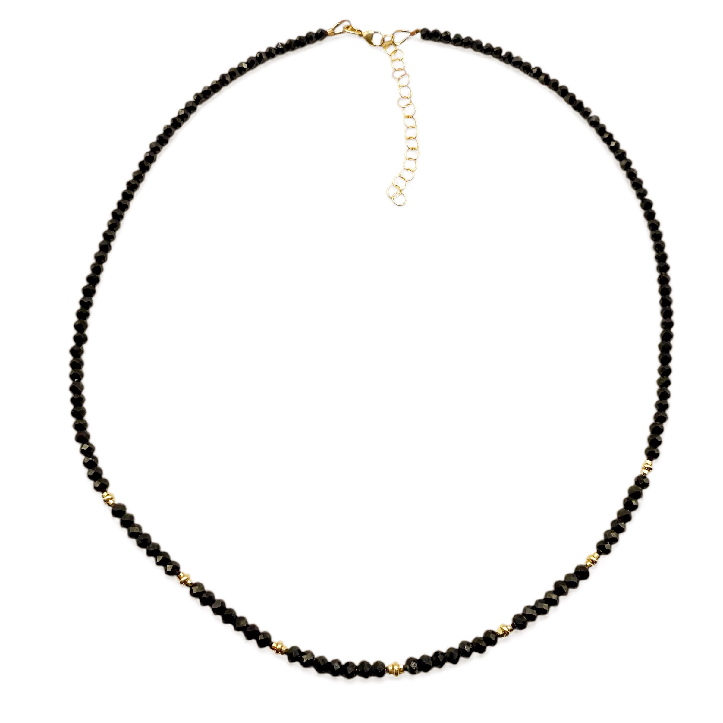 BLACK SPINEL AND GOLD BEADED NECKLACE