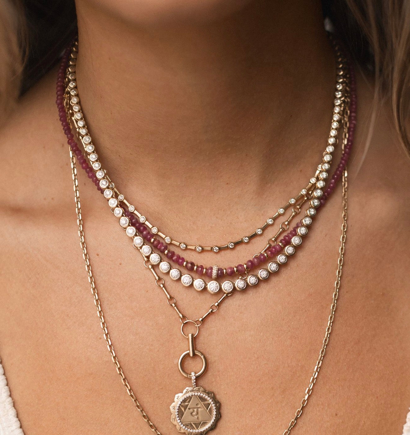 14K GOLD &  BEZEL DIAMOND  TENNIS NECKLACE