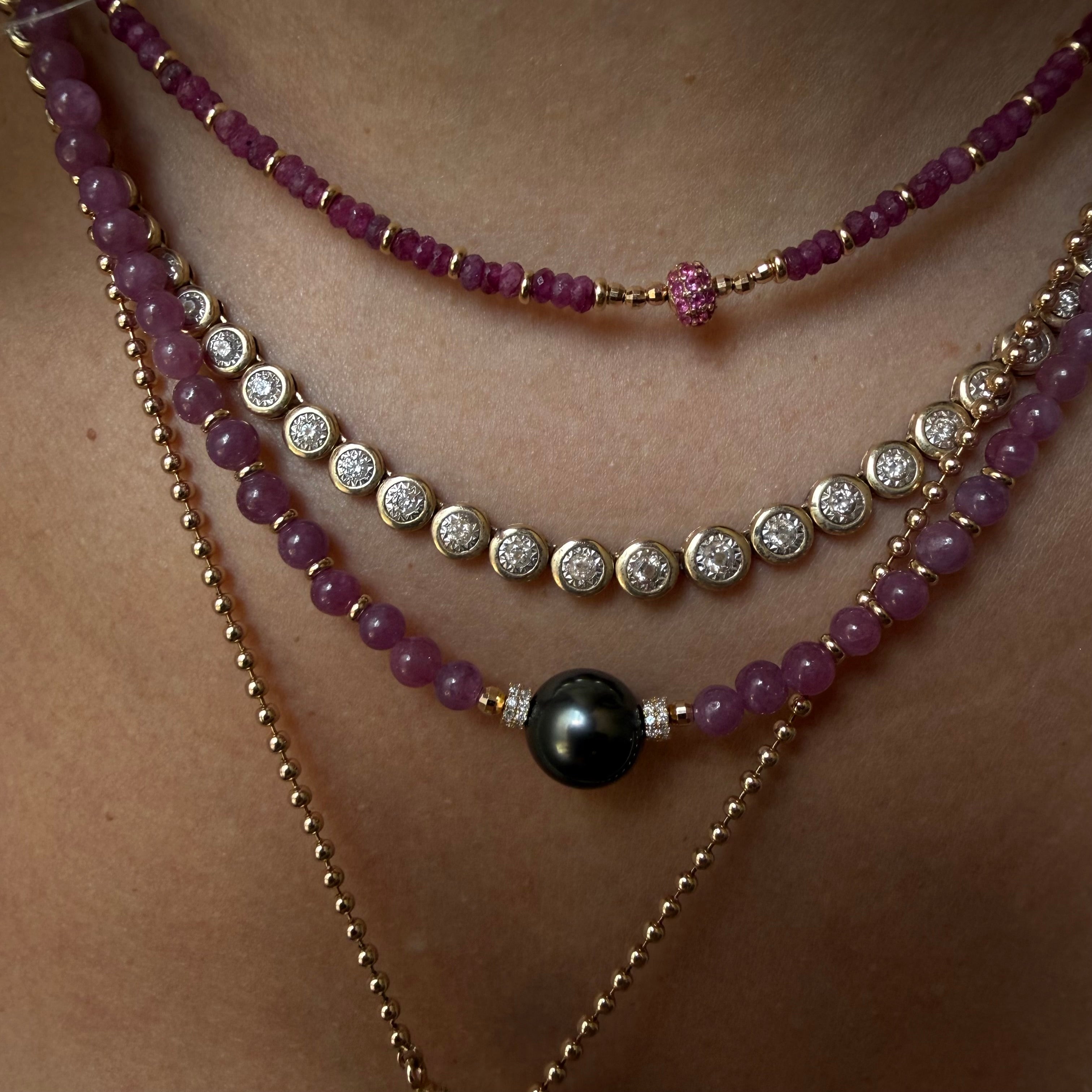 14K GOLD RUBY NECKLACE WITH RUBY FOCAL BEAD