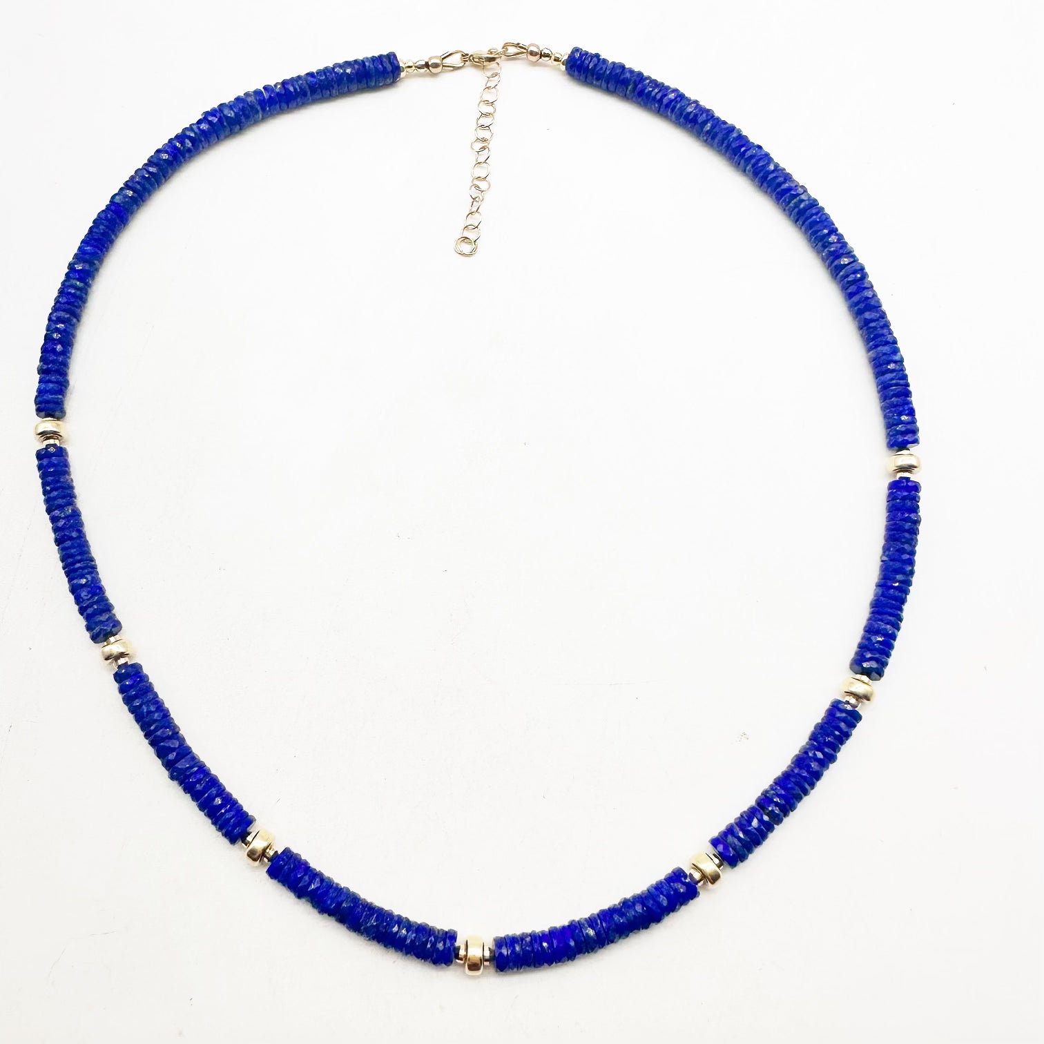 5MM LAPIS NECKLACE WITH 14K GOLD