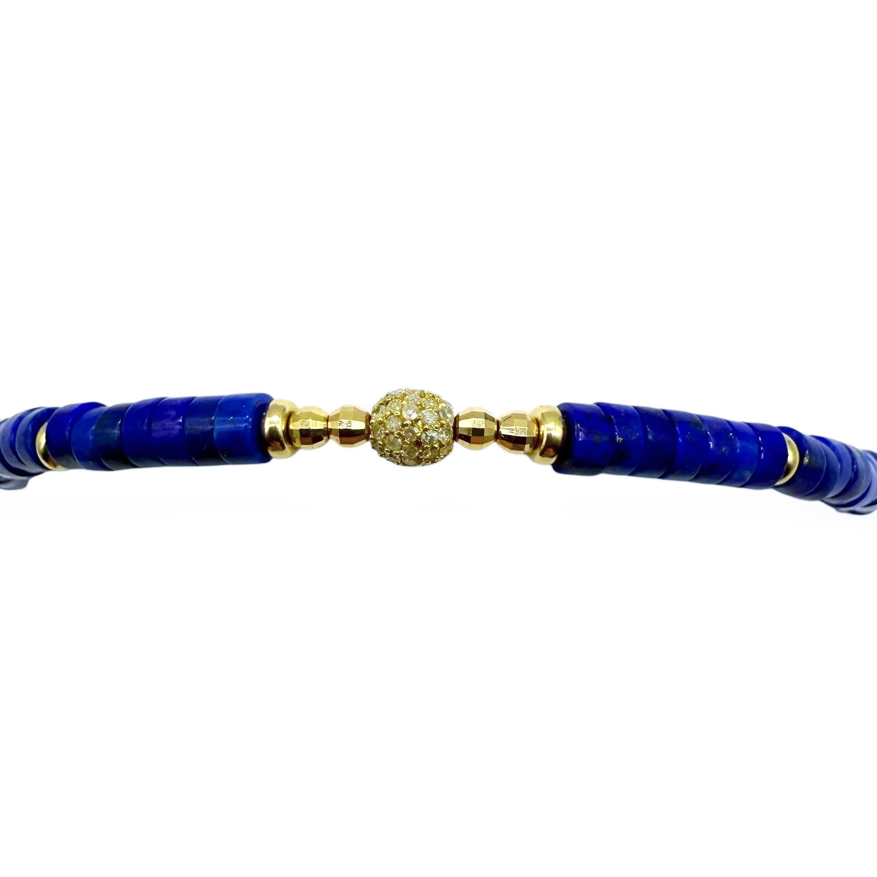 LAPIS AND DIAMOND BEADED BRACELET