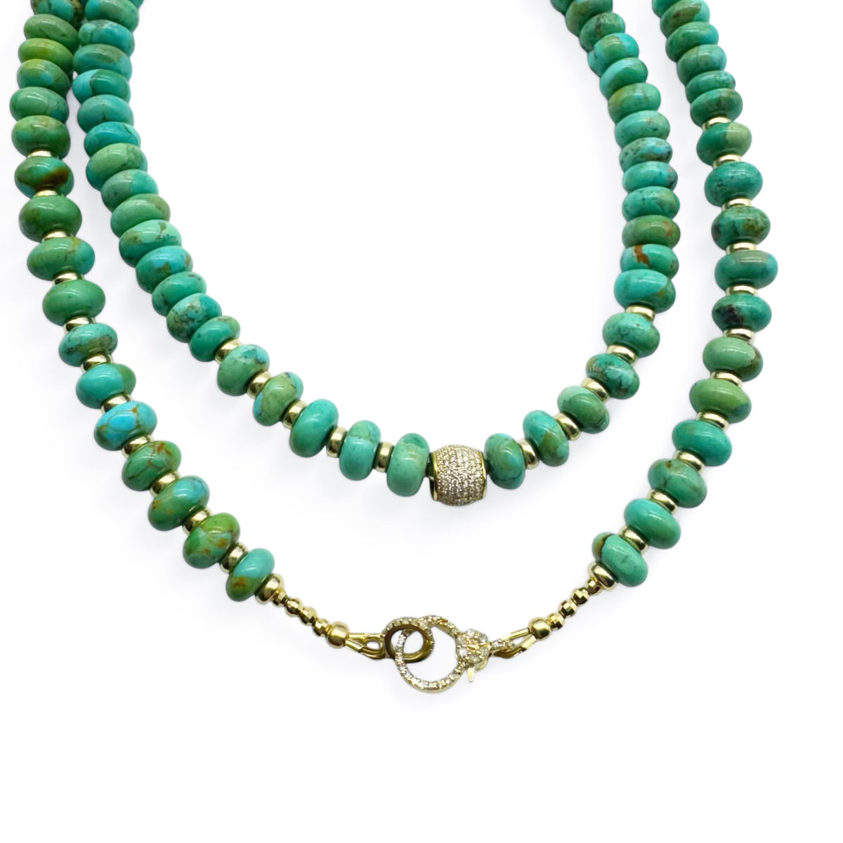 TURQUOISE & DIAMOND RONDELLE NECKLACES