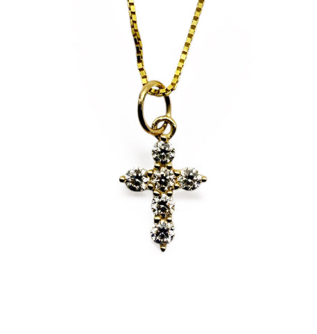 14K GOLD BABY DIAMOND CROSS