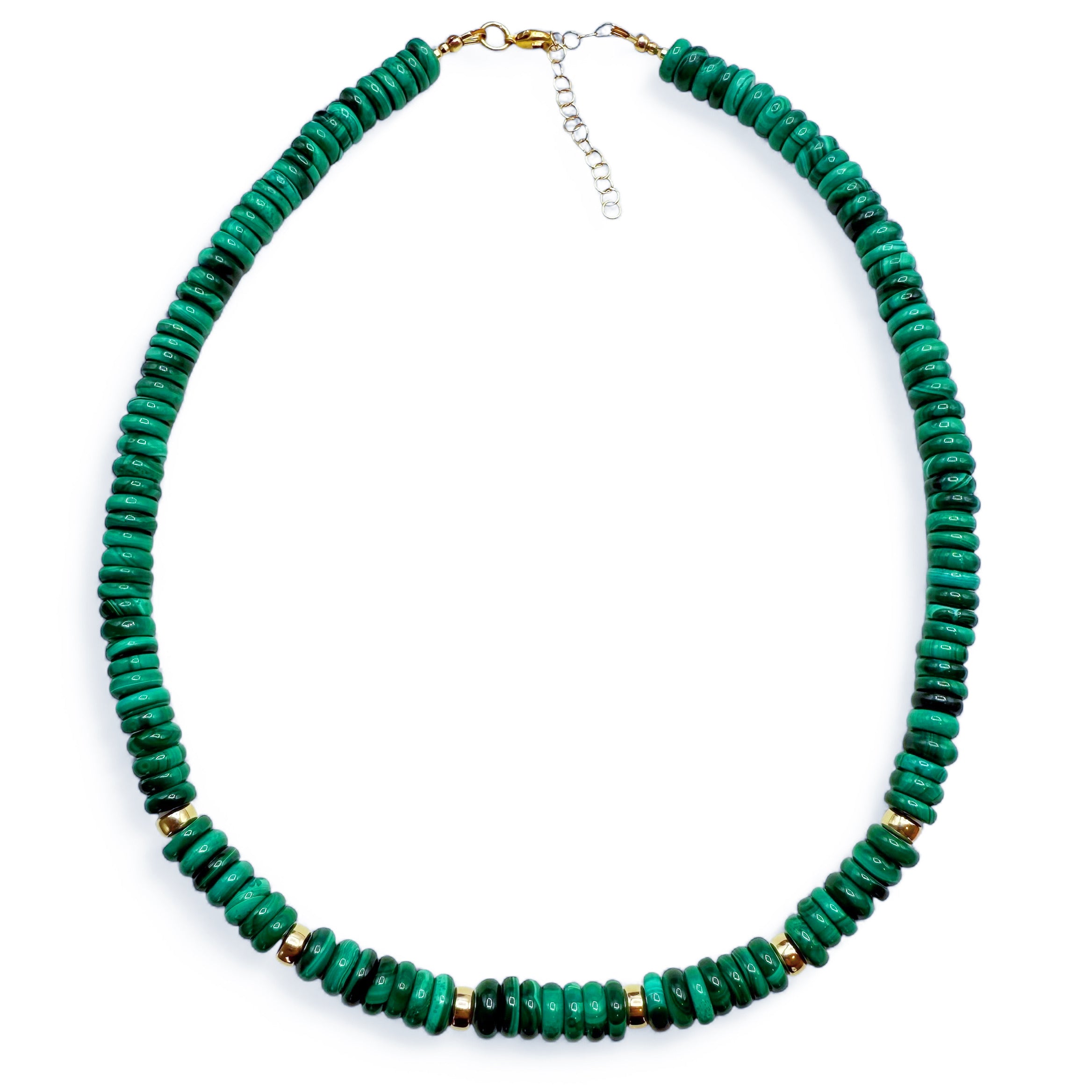 MALACHITE & 14K GOLD BEADED NECKLACE