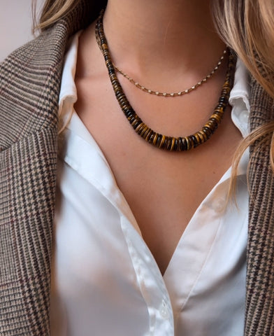 TIGER EYE GEMSTONE NECKLACE GRADUATED STRAND