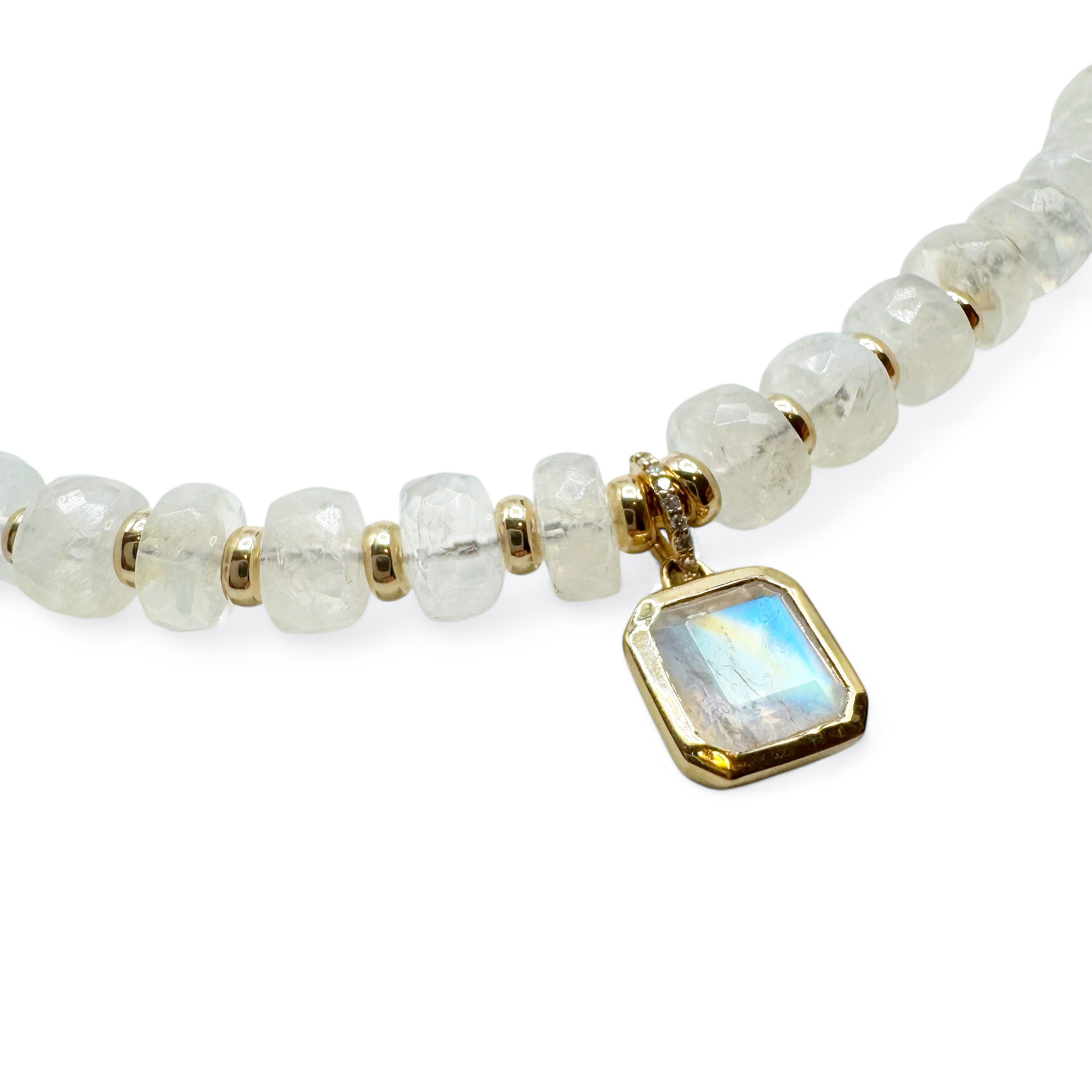 MOONSTONE NECKLACE WITH 14K GOLD MOONSTONE PENDANT