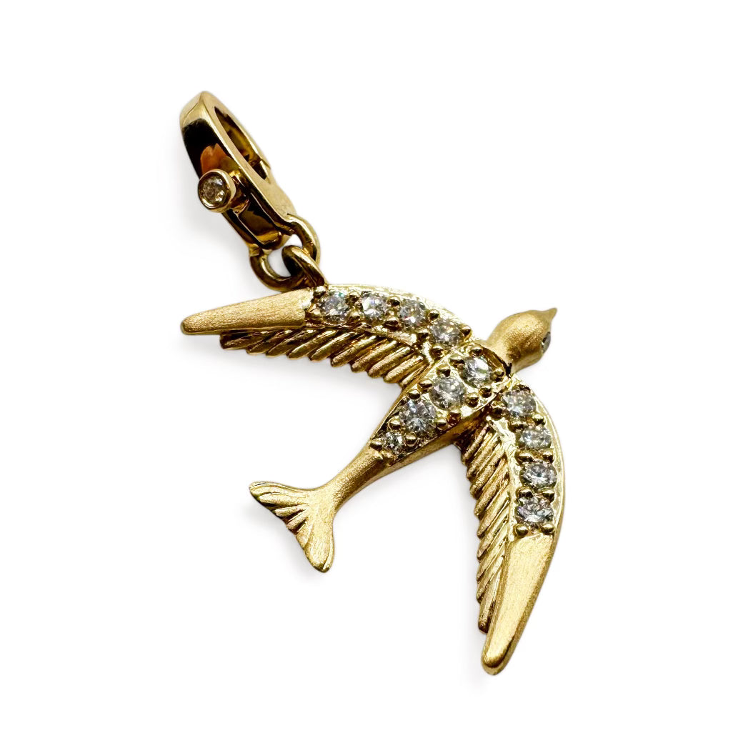 14K GOLD & DIAMOND SOARING DOVE PENDANT