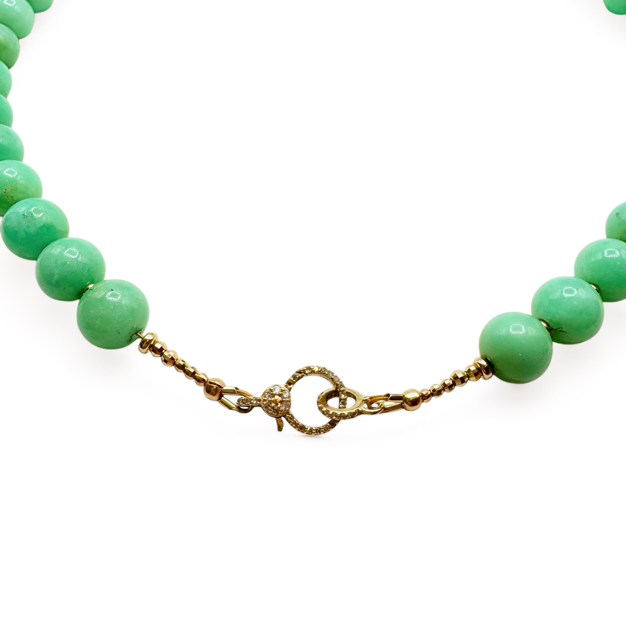 CHRYSOPRASE AND DIAMOND CLASP NECKLACE