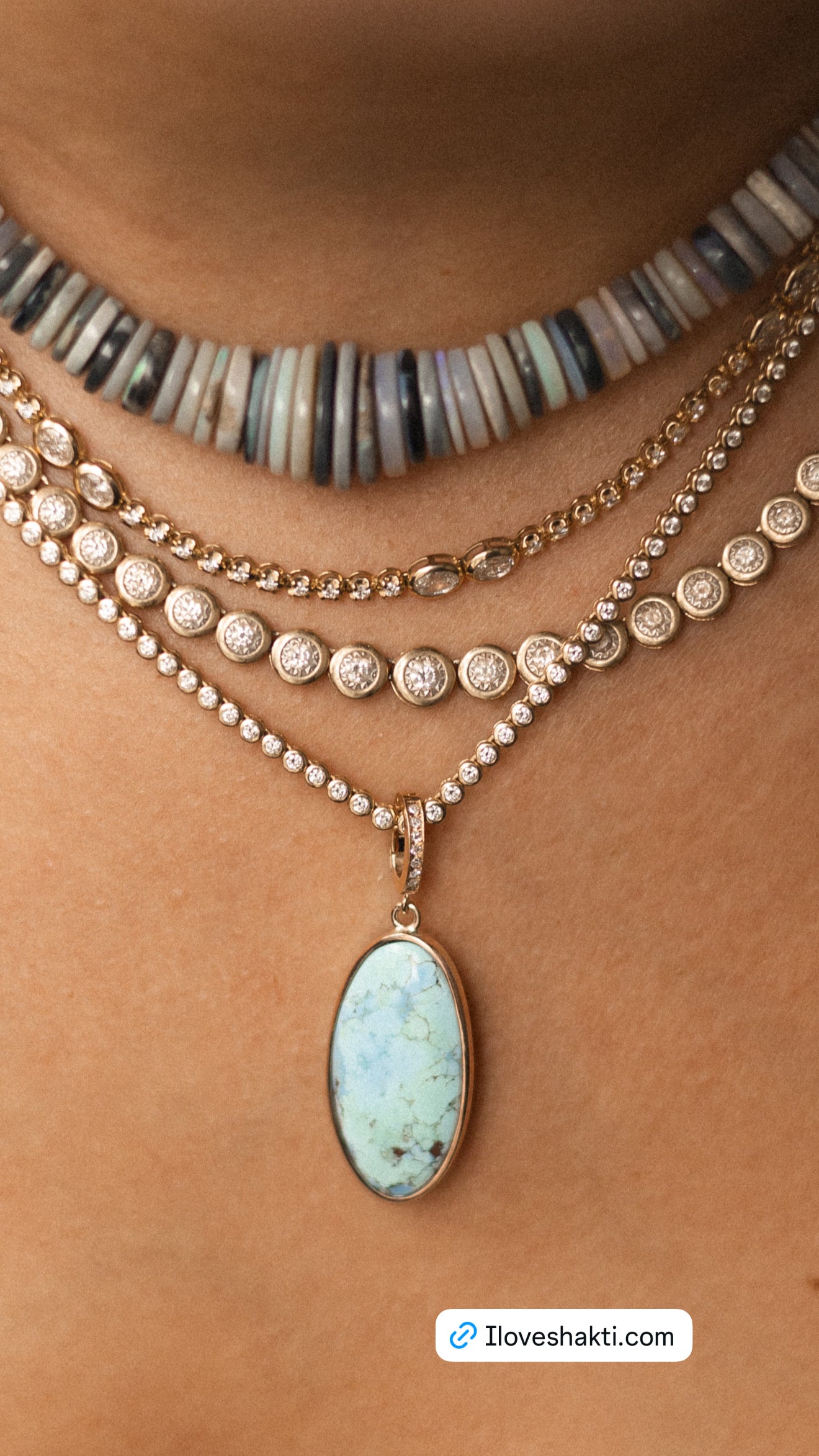 14K GOLD LARGE BEZEL DIAMOND  TENNIS NECKLACE