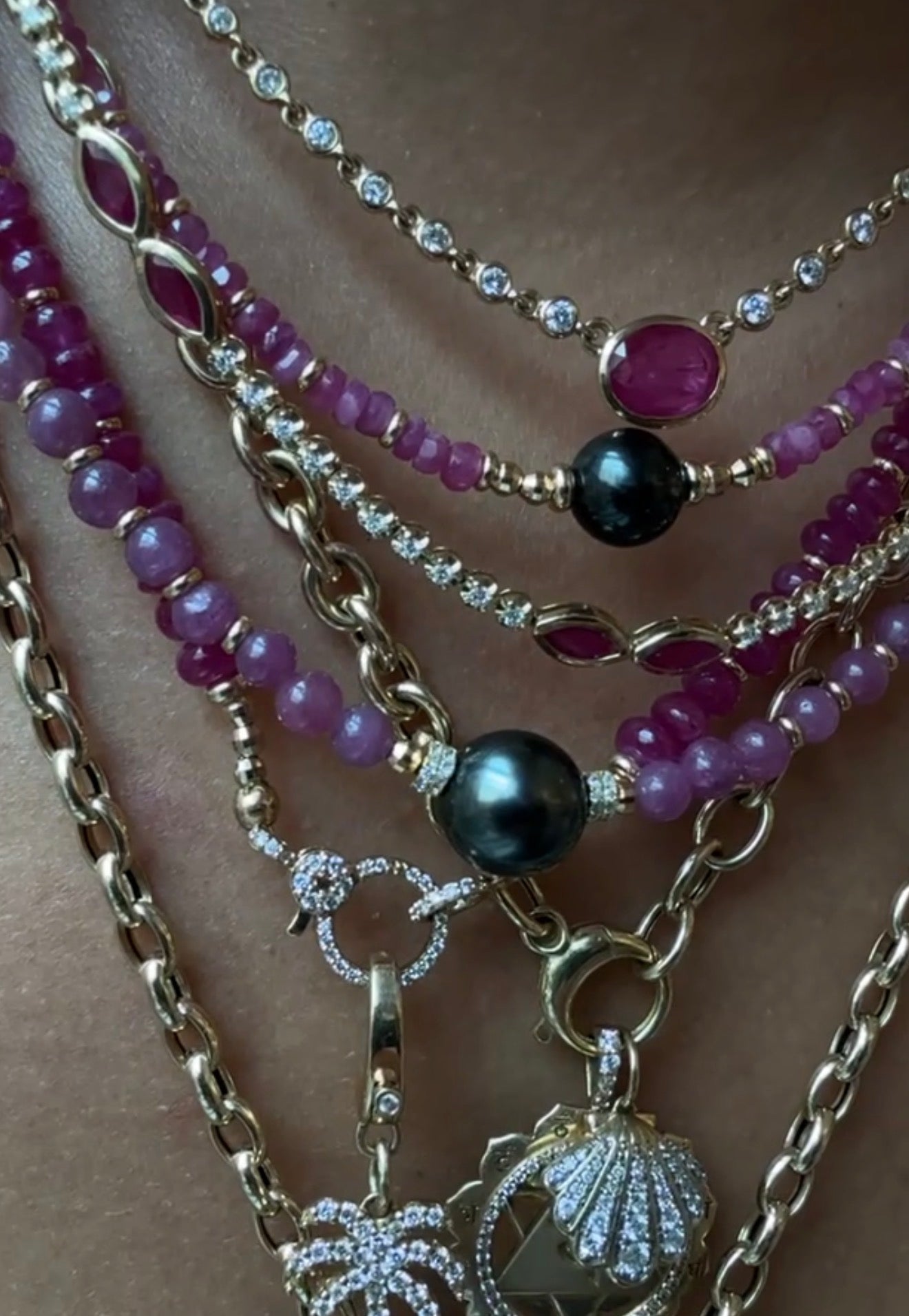 DIAMOND AND RUBY TENNIS NECKLACE