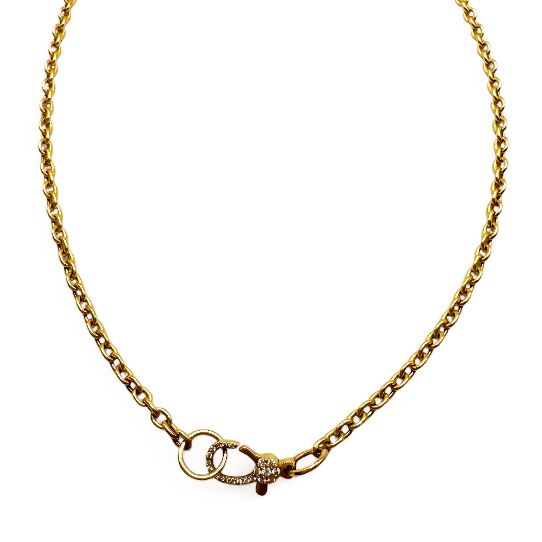 14K GOLD LINK CHAIN WITH DIAMOND CLASP