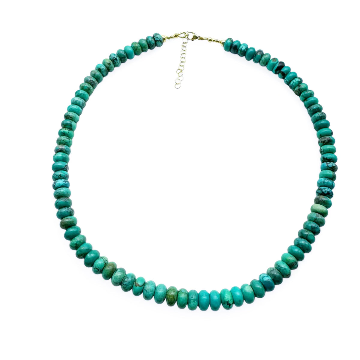 8MM TURQUOISE BEADED NECKLACES WITH 14K GOLD