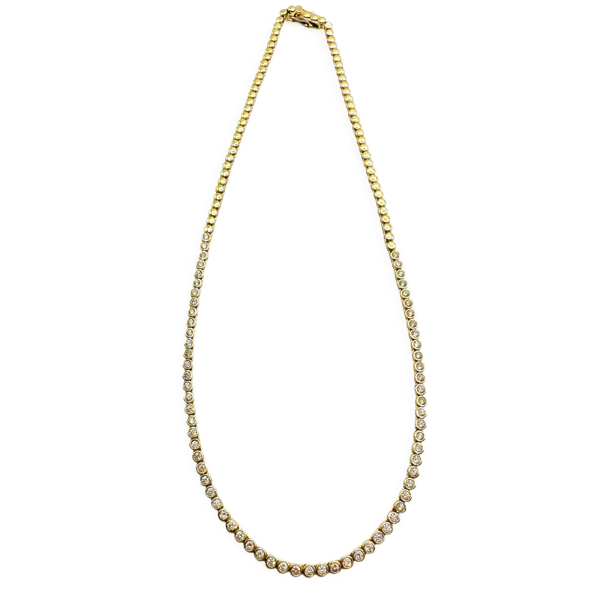 14K GOLD BEZEL DIAMOND TENNIS NECKLACE