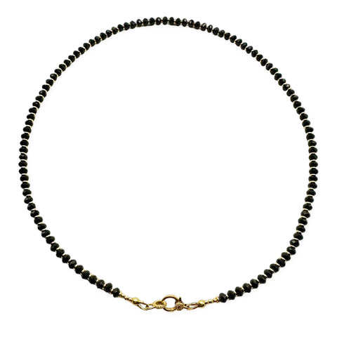 14K GOLD AND BLACK GEM NECKLACE