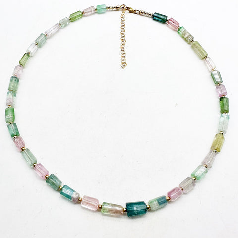 ONE OF A KIND WATERMELON TOURMALINE STRAND WITH GOLD