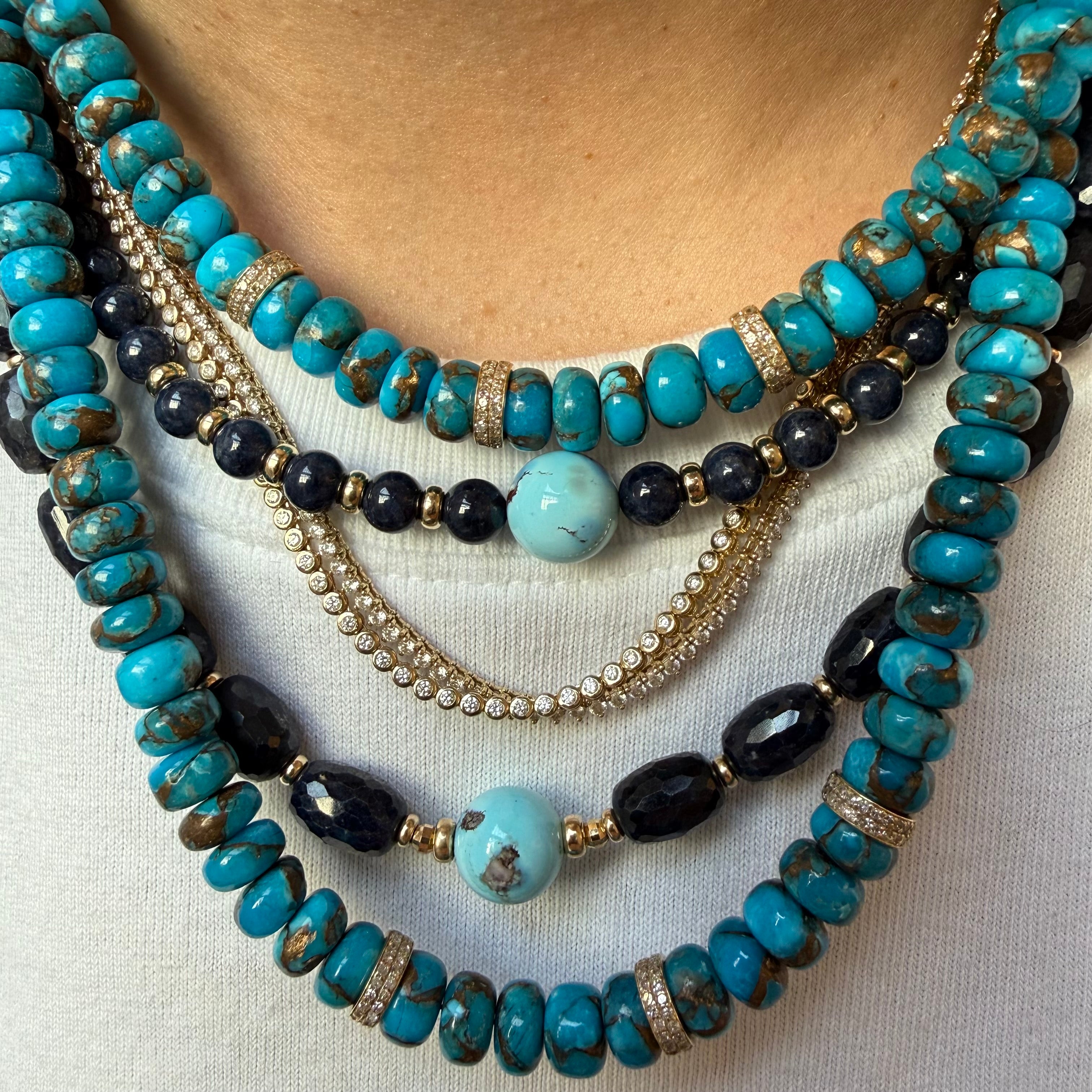 SLEEPING BEAUTY AND DIAMOND BEAD NECKLACES
