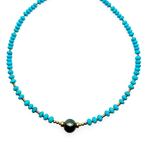 TURQUOISE & TAHITIAN PEARL NECKLACE