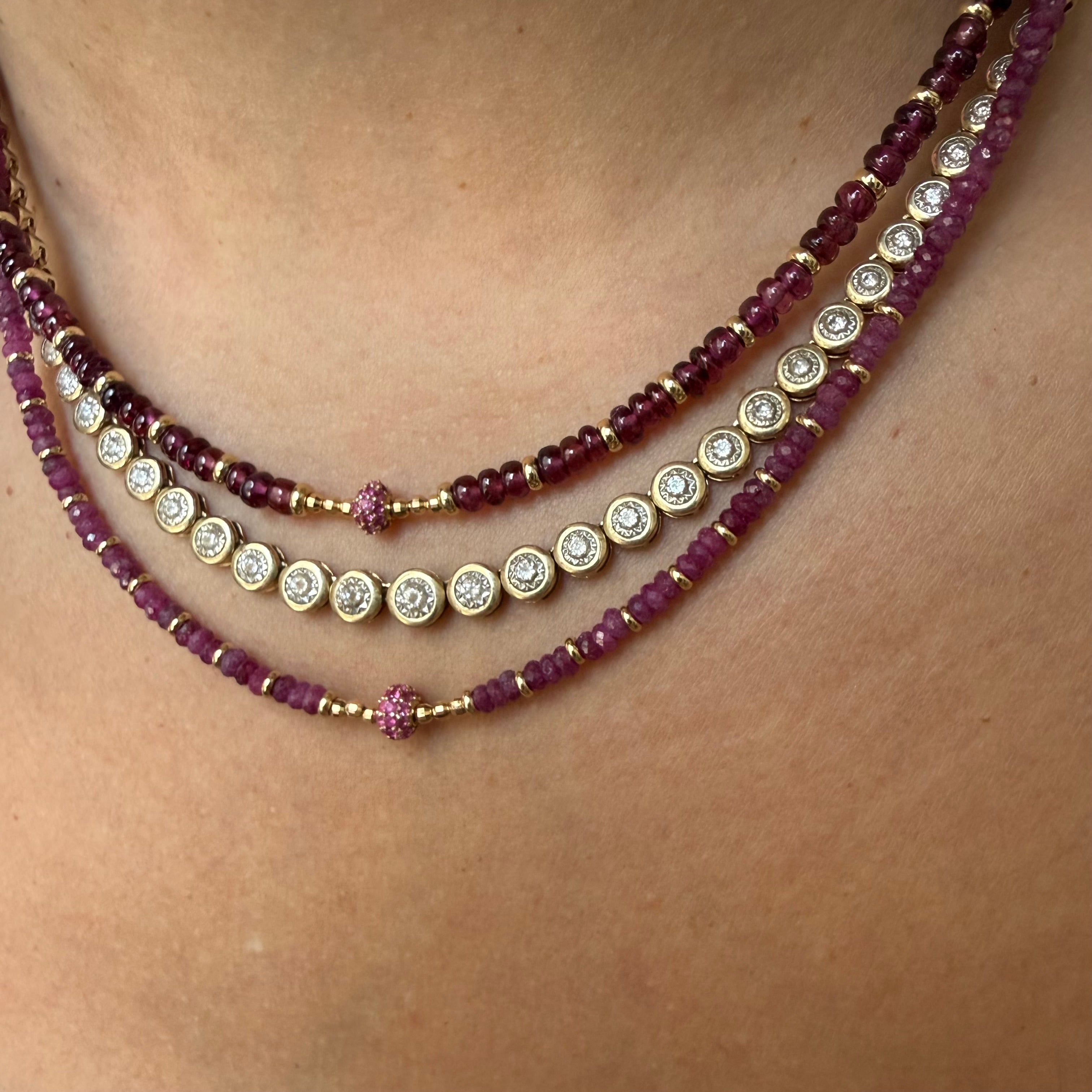 14K GOLD RUBY NECKLACE WITH RUBY FOCAL BEAD