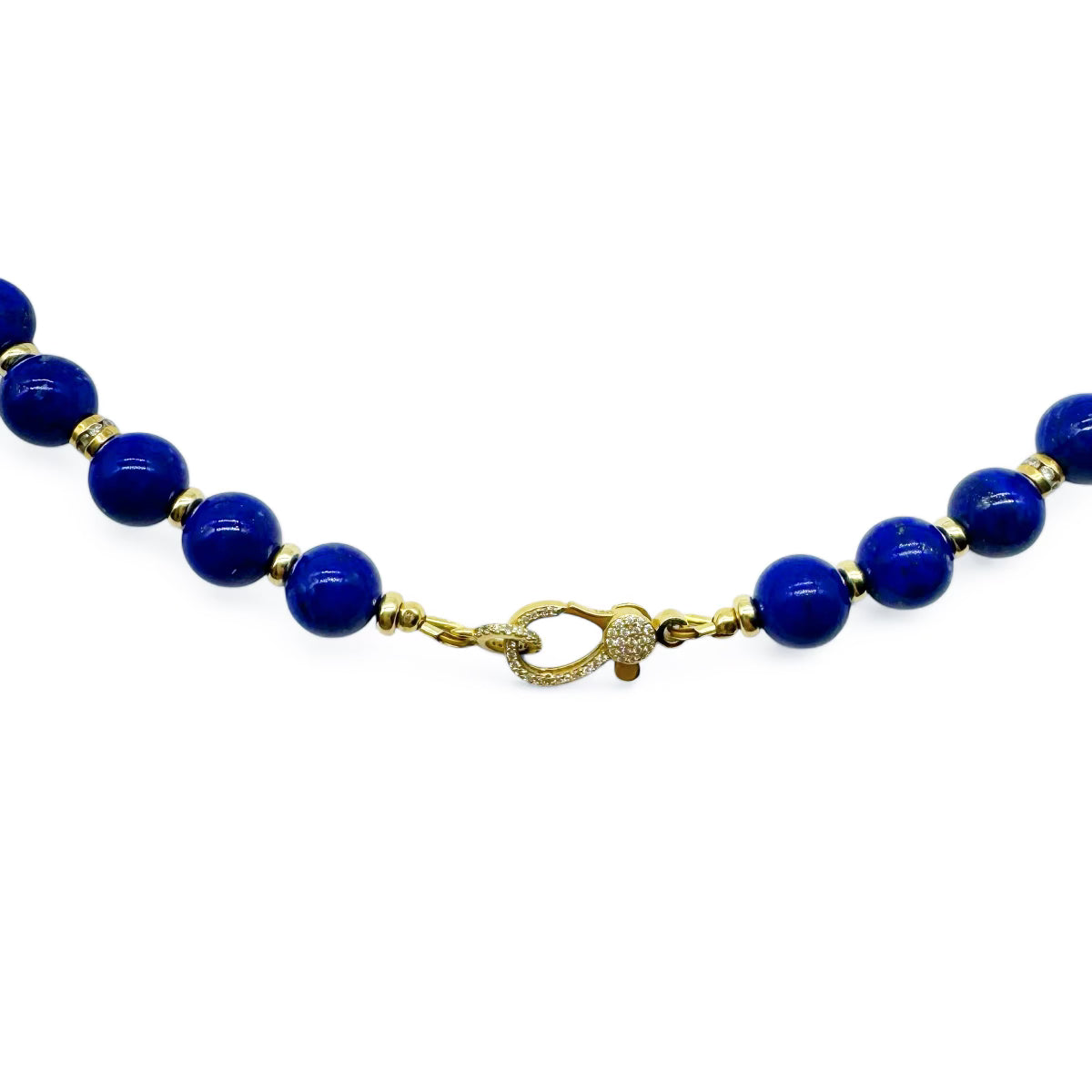 14K GOLD LAPIS NECKLACE WITH DIAMOND CLASP