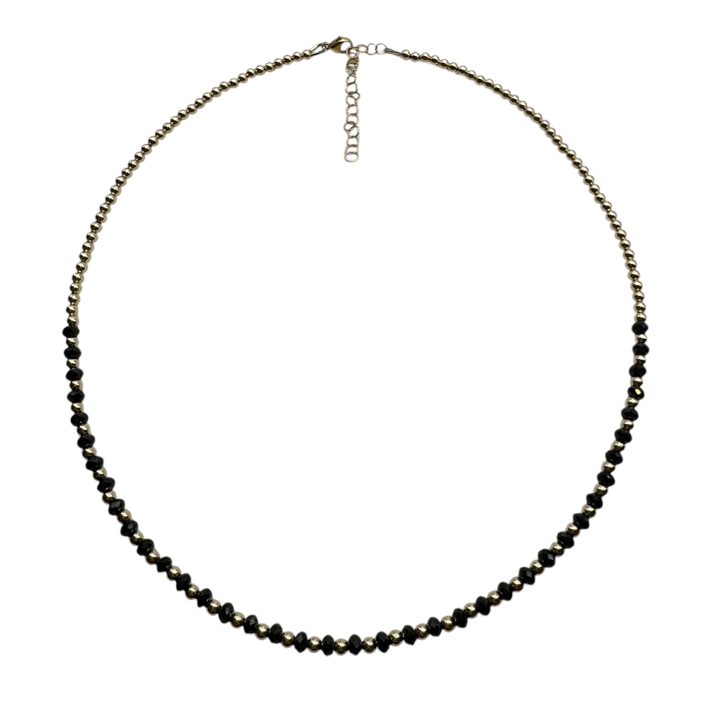 BLACK SPINEL AND GOLD BEADED NECKLACE