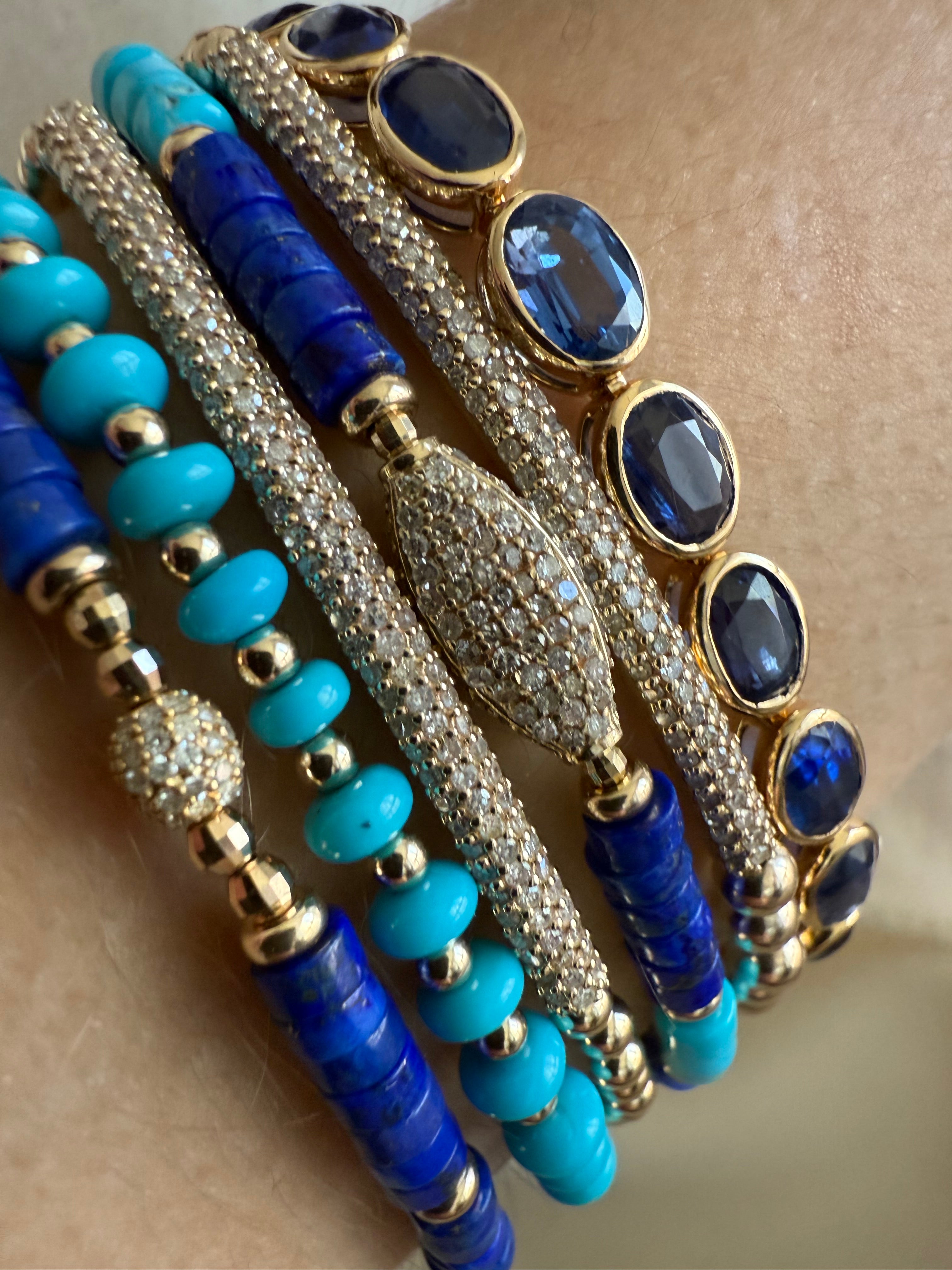 14K GOLD & KYANITE BEZELLED GEMSTONE BRACELET