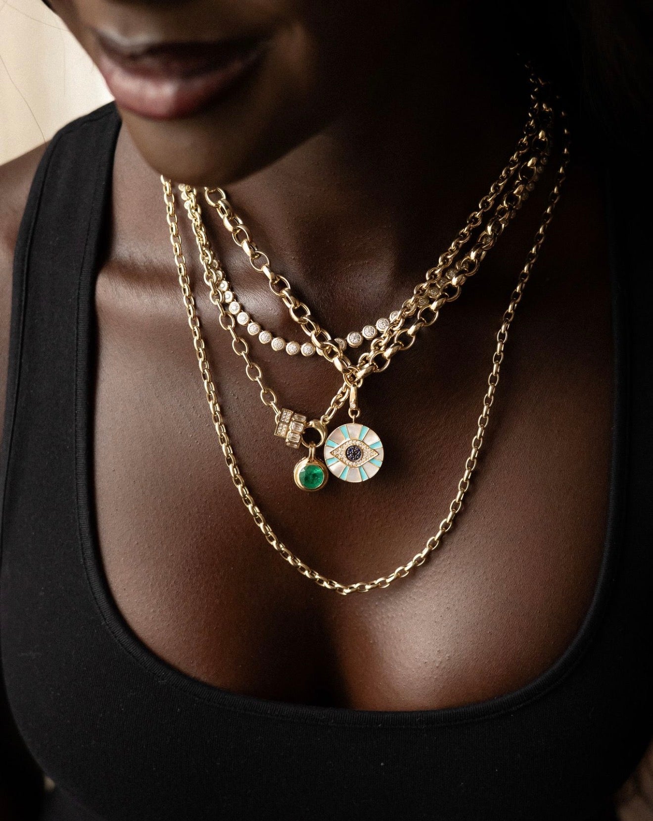 14K GOLD AND EMERALD CLIP CHARM