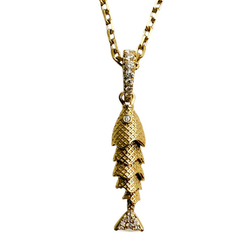 14K GOLD AND DIAMOND FISH CHARM