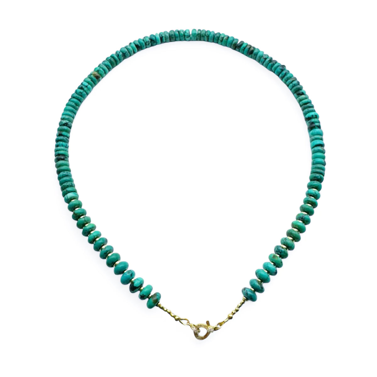 8MM TURQUOISE BEADED NECKLACES WITH 14K GOLD