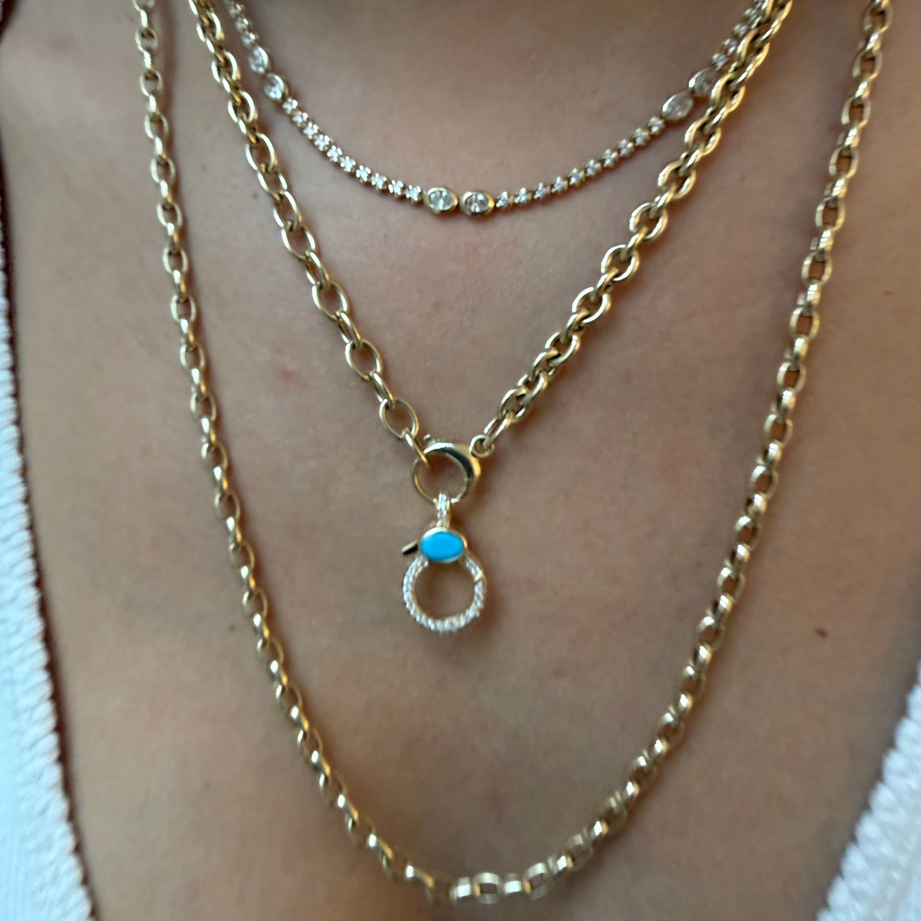 TURQUOISE & DIAMOND CHARM CLIP