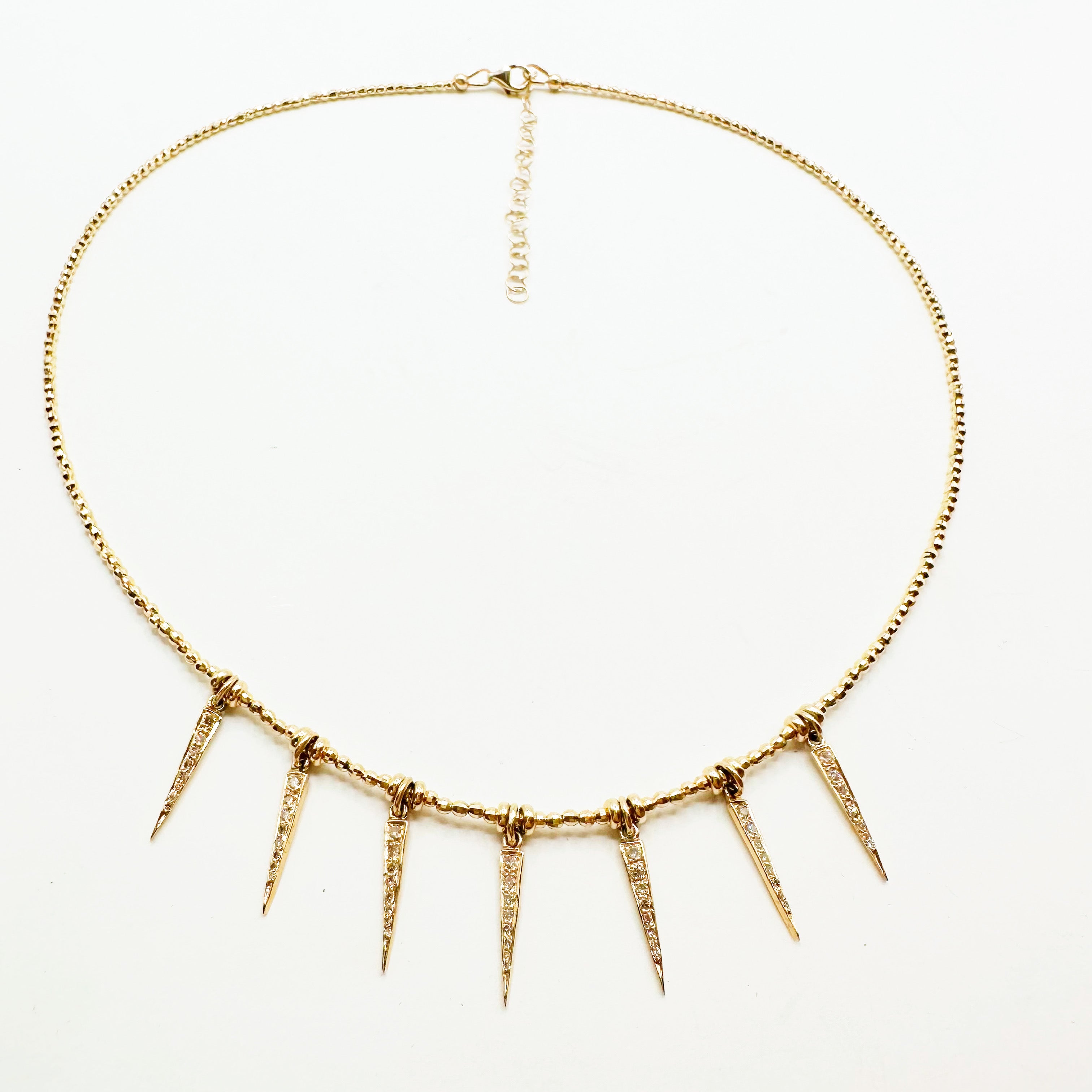 14k GOLD AND DIAMOND SPIKE NECKLACE