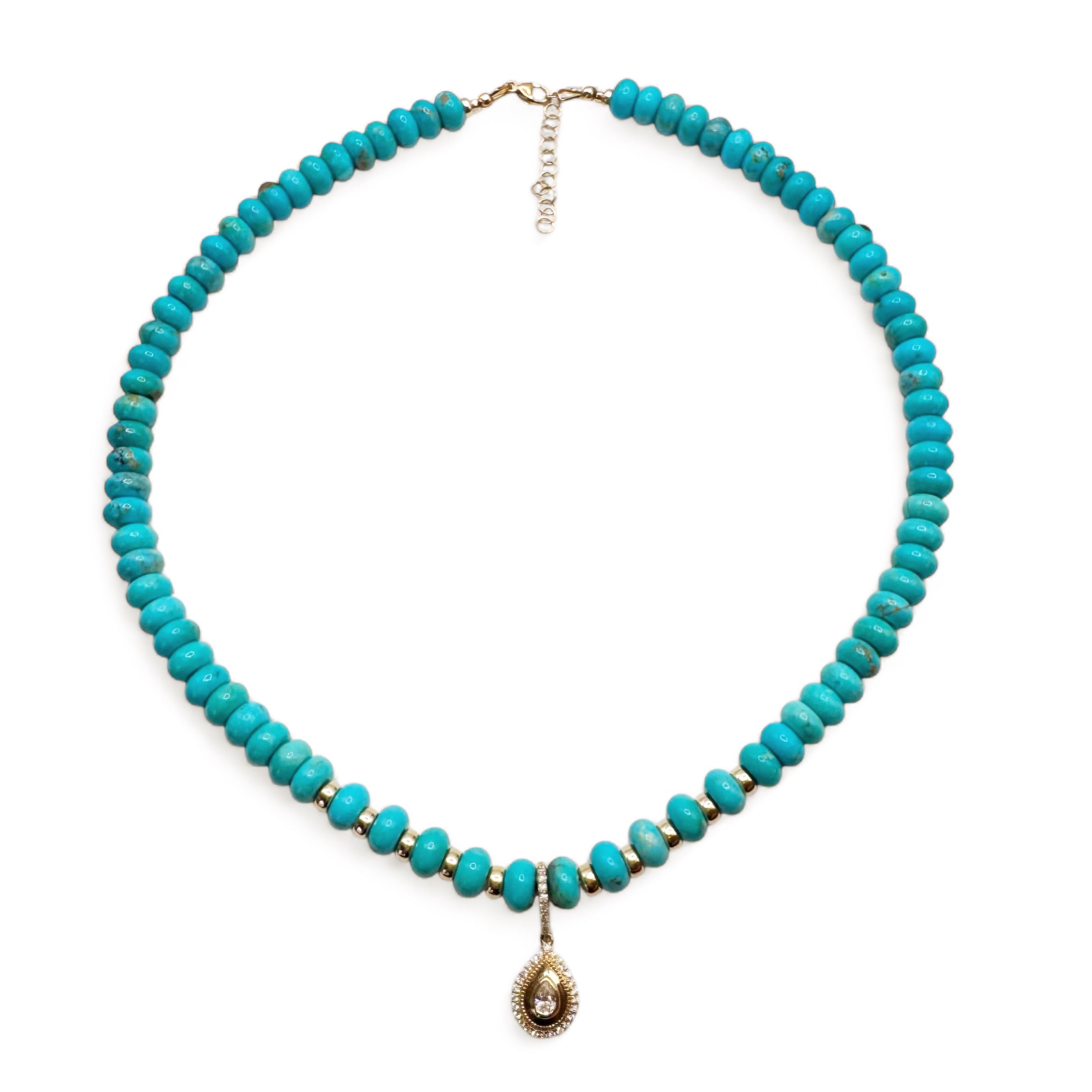 TURQUOISE NECKLACE WITH DIAMOND PENDANT