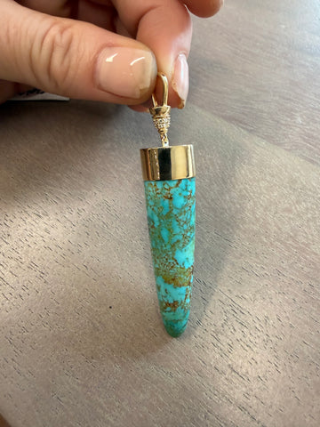 TURQUOISE BULLET CHARM SET IN SOLID GOLD- CUSTOM