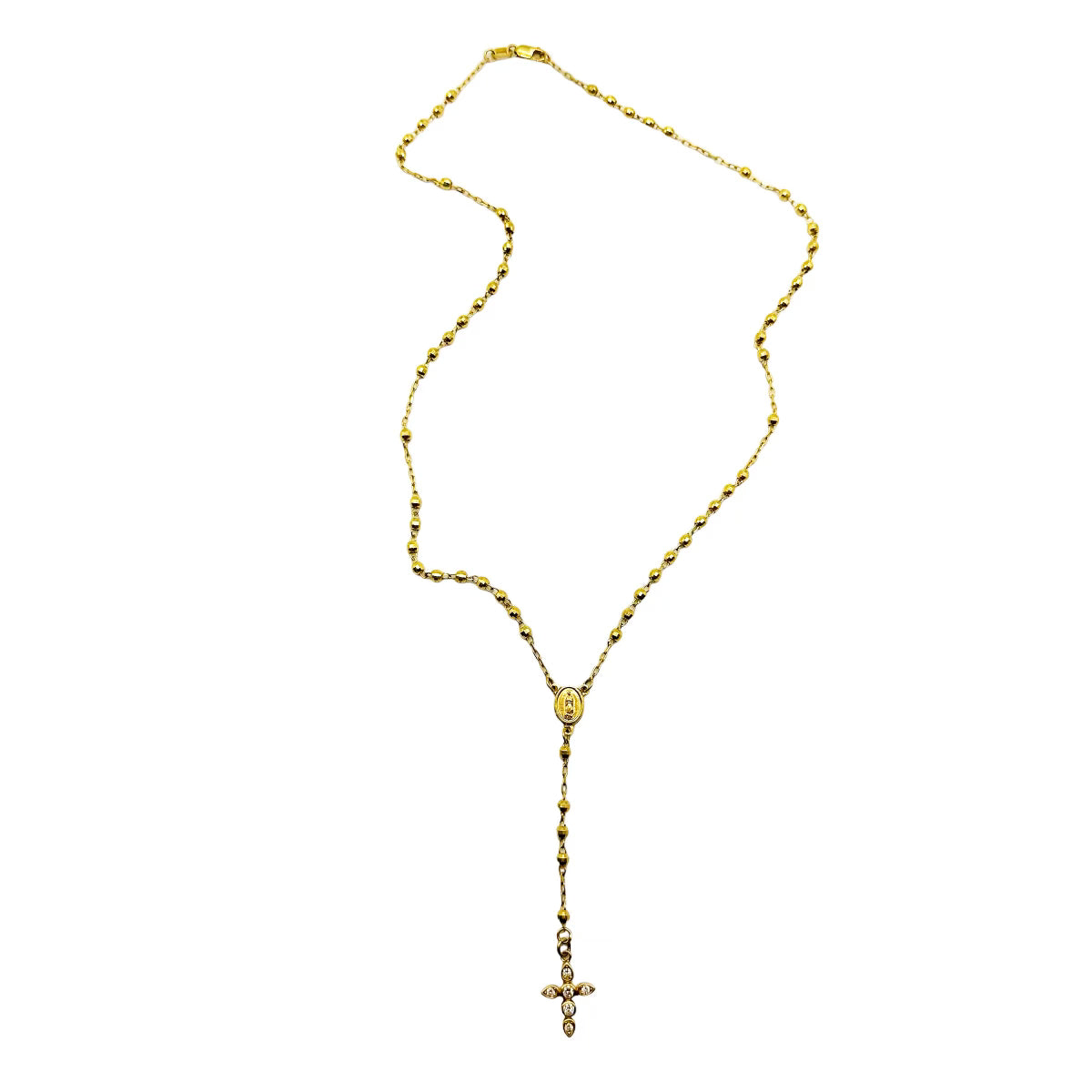 GOLD ROSARY WITH DIAMOND CROSS