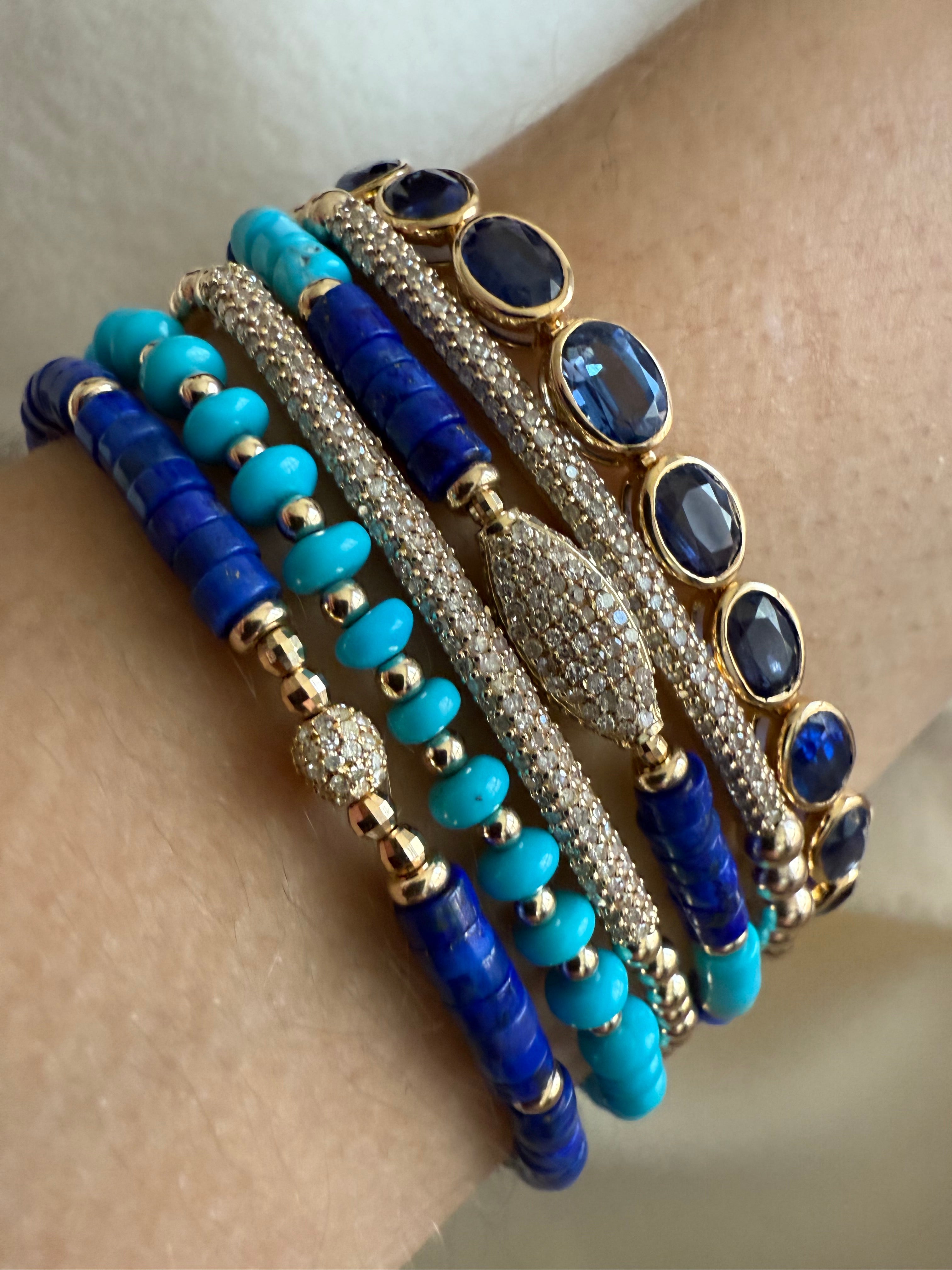14K GOLD & KYANITE BEZELLED GEMSTONE BRACELET