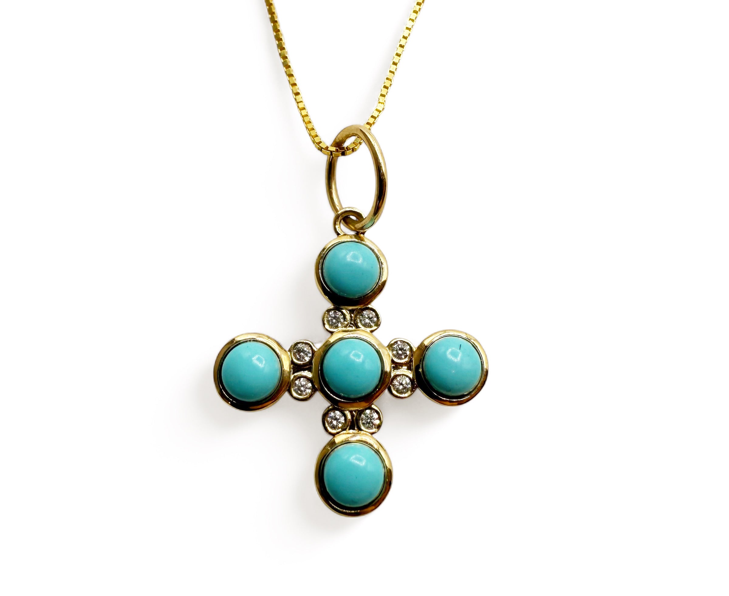 TURQUOISE & DIAMOND CROSS CHARM