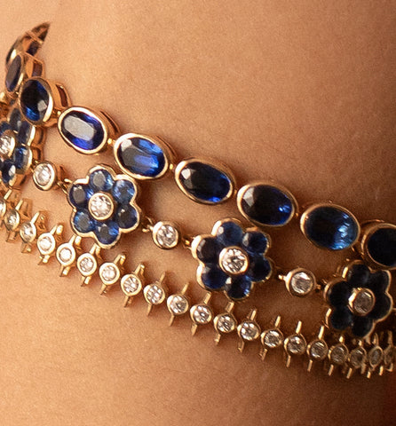 14K GOLD & KYANITE BEZELLED GEMSTONE BRACELET