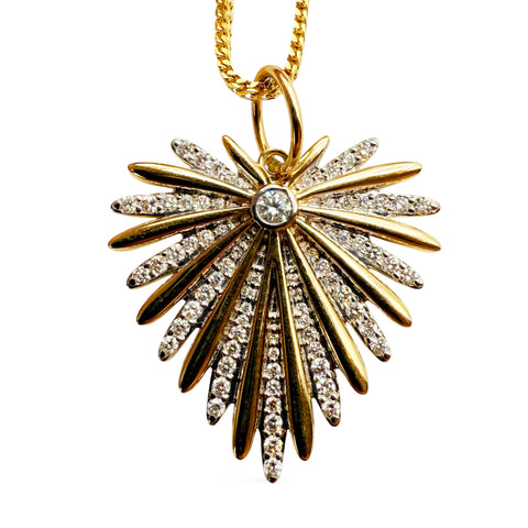 14K GOLD & DIAMOND HEART BURST CHARM