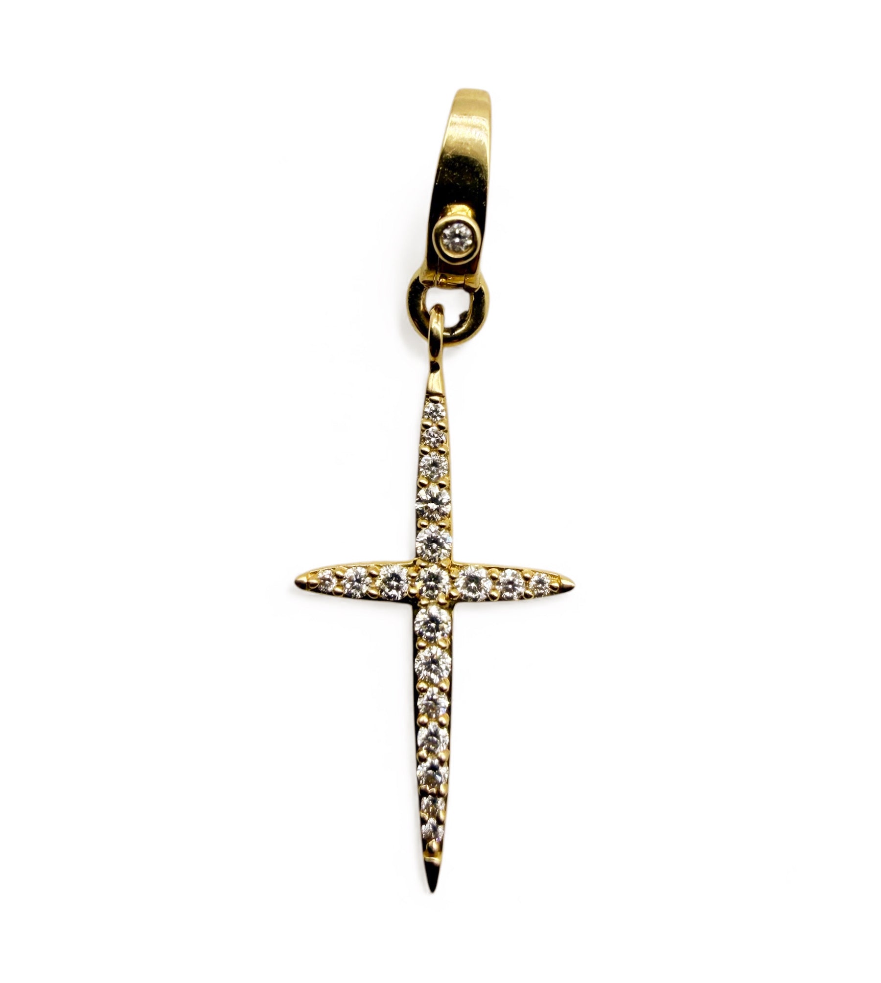 14K GOLD AND DIAMOND POINT CROSS