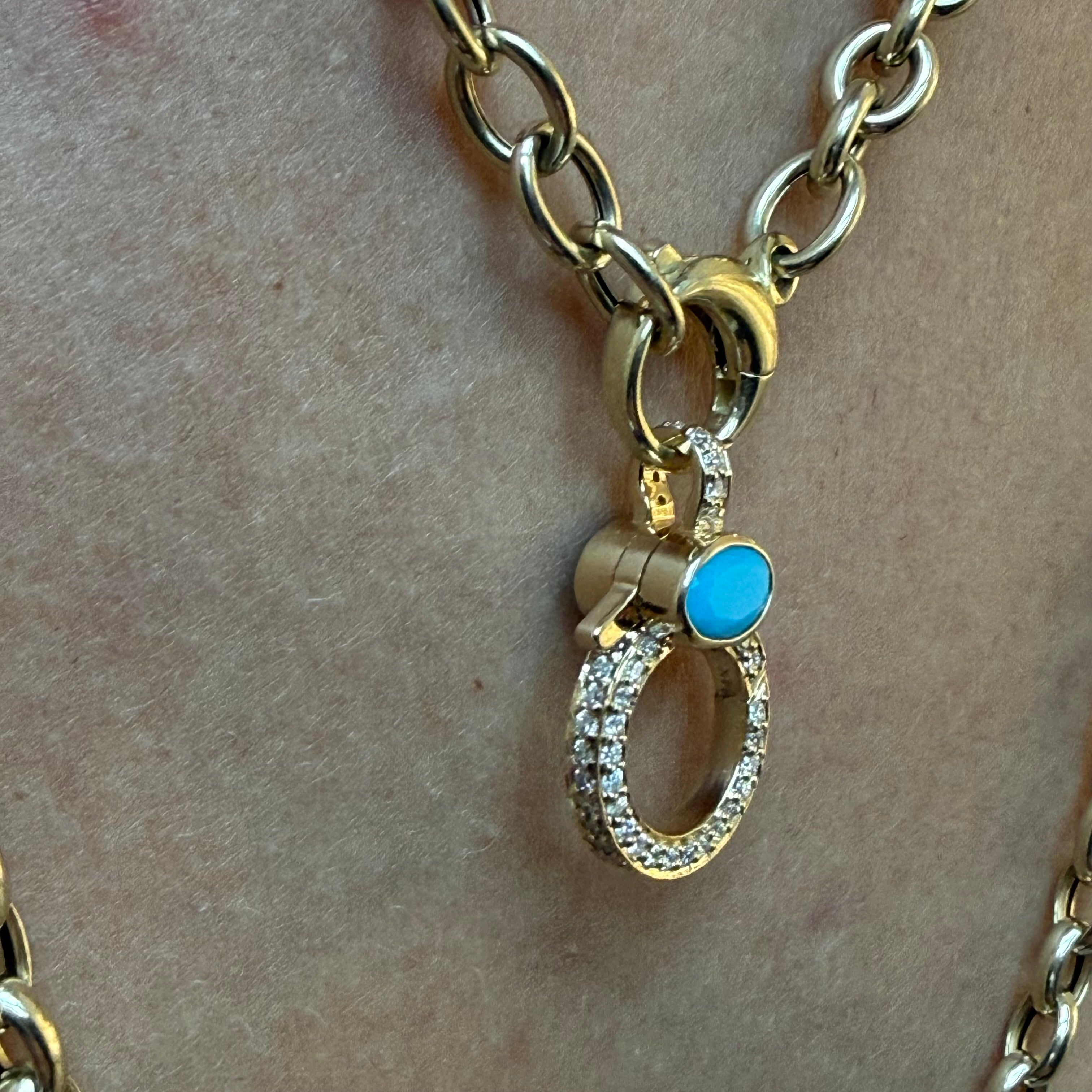 TURQUOISE & DIAMOND CHARM CLIP