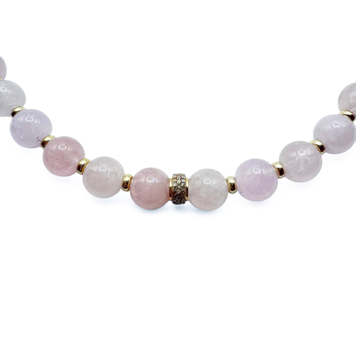 PINK MORGANITE & DIAMOND GEMSTONE NECKLACE