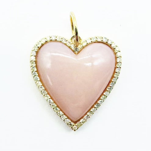 PINK OPAL GEMSTONE HEARTS SET IN 14K YELLOW GOLD