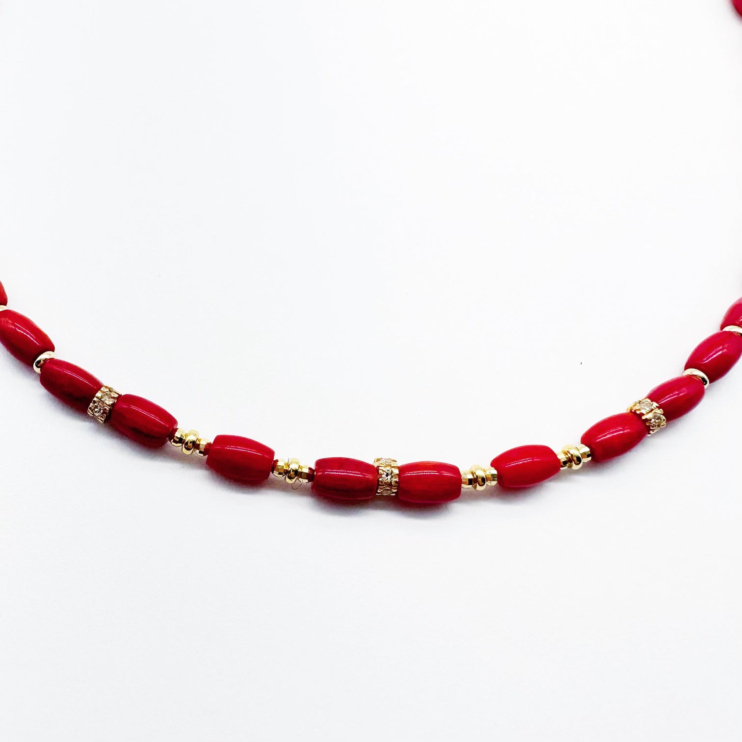 CORAL & 14K GOLD NECKLACE