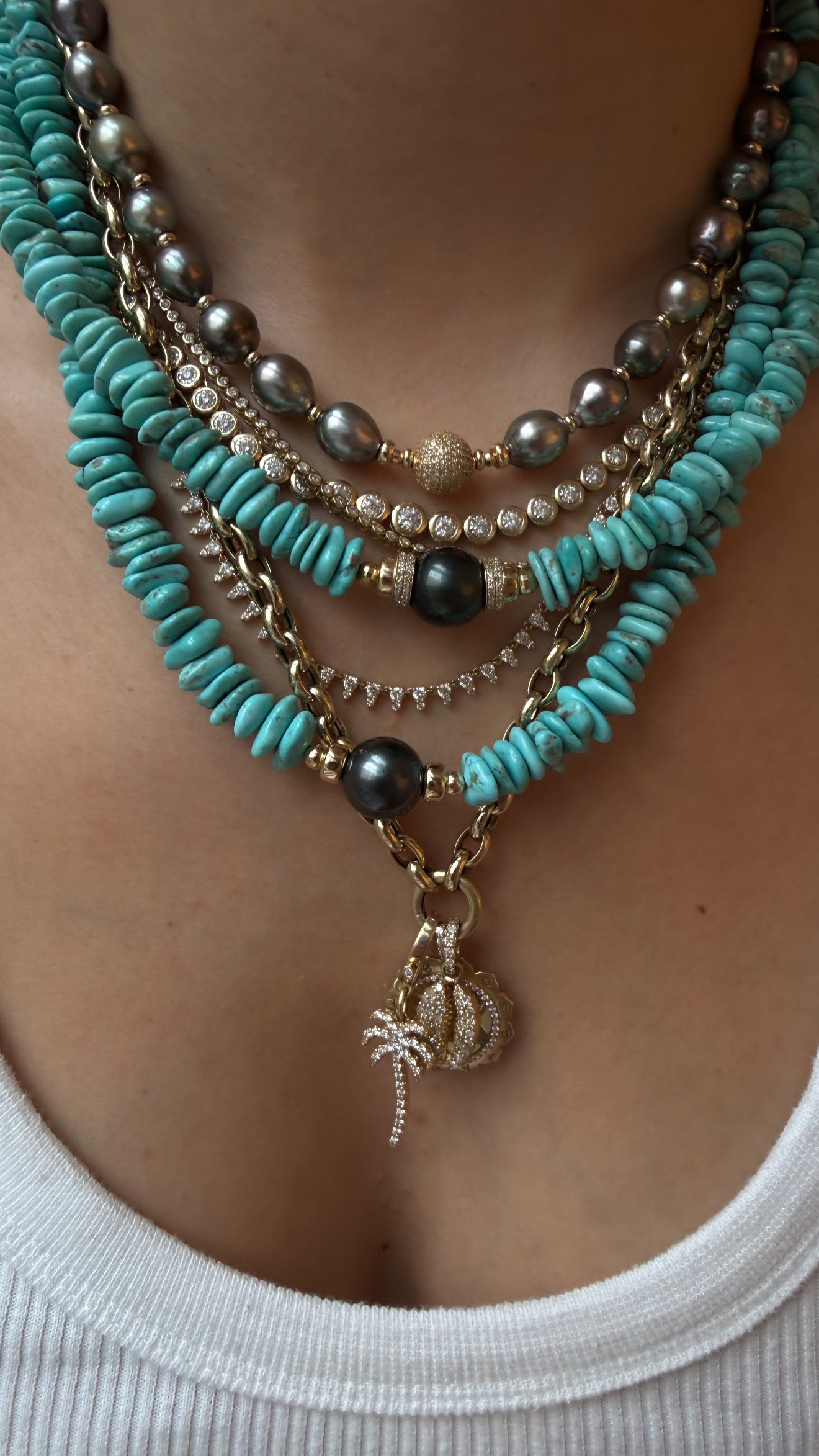 TURQUOISE AND TAHITIAN PEARL NECKLACE
