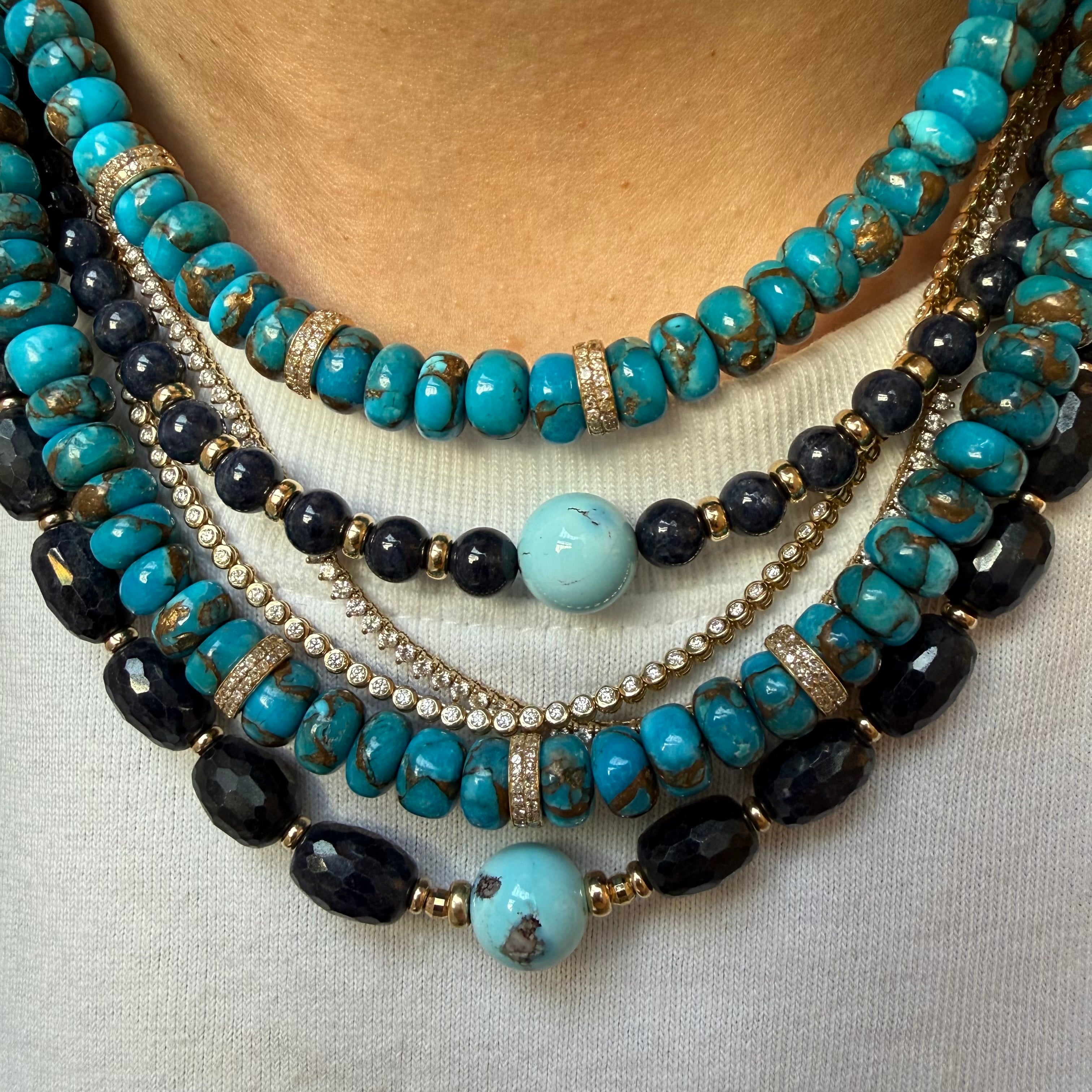 SLEEPING BEAUTY AND DIAMOND BEAD NECKLACES