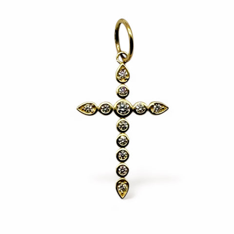 14K GOLD AND DIAMOND BEZEL CROSS