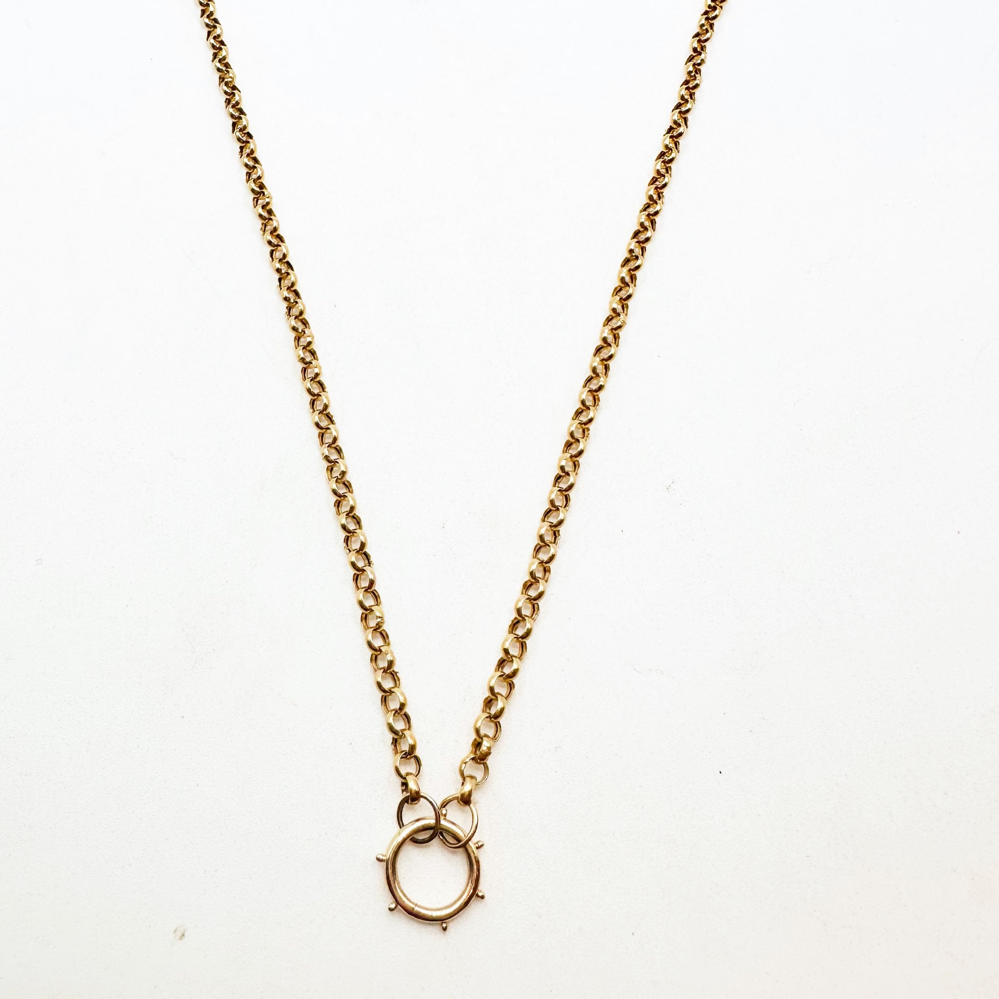 14k GOLD ROLO CHAIN WITH GOLD CHARM HOLDER