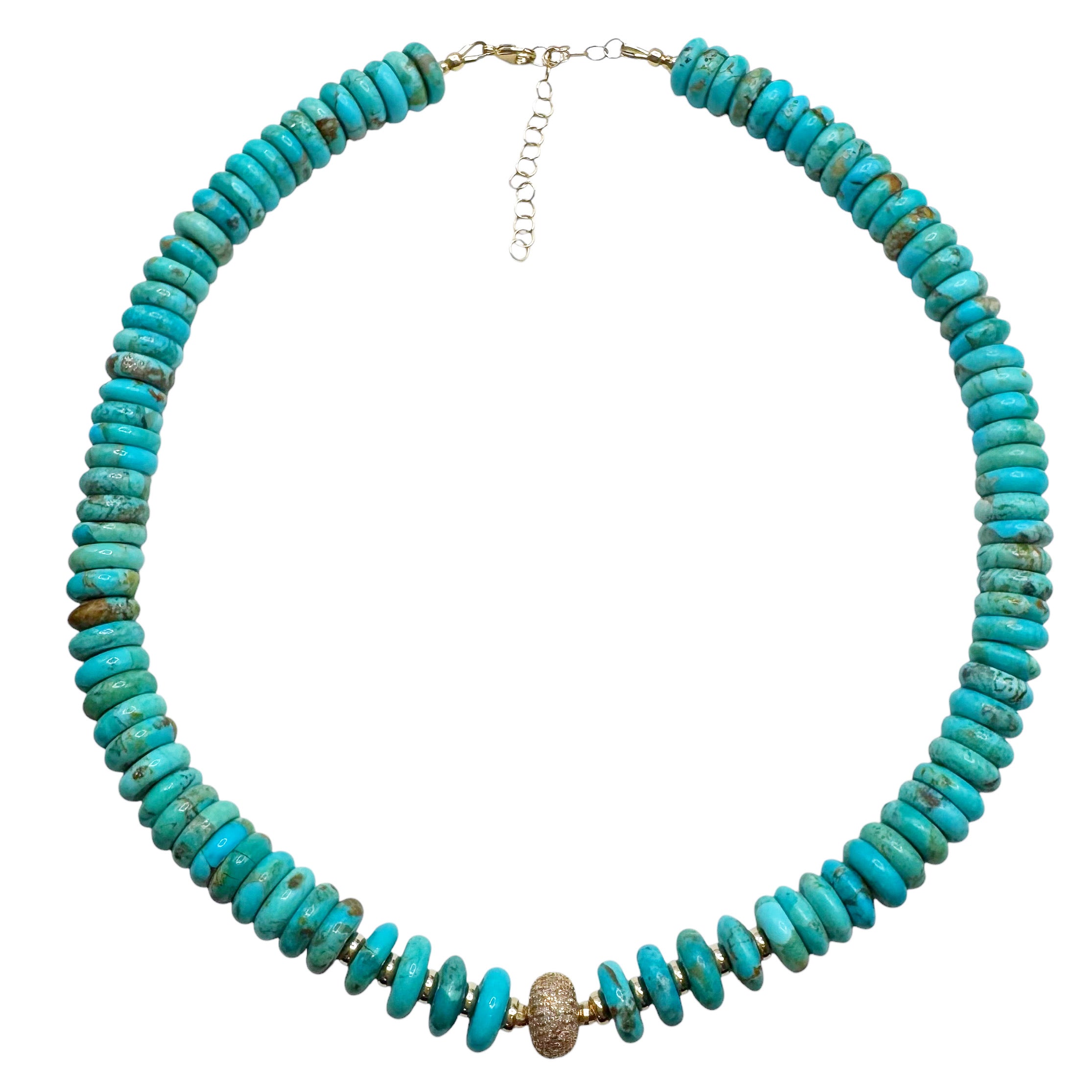 TURQUOISE & DIAMOND RONDELLE BEADED NECKLACES