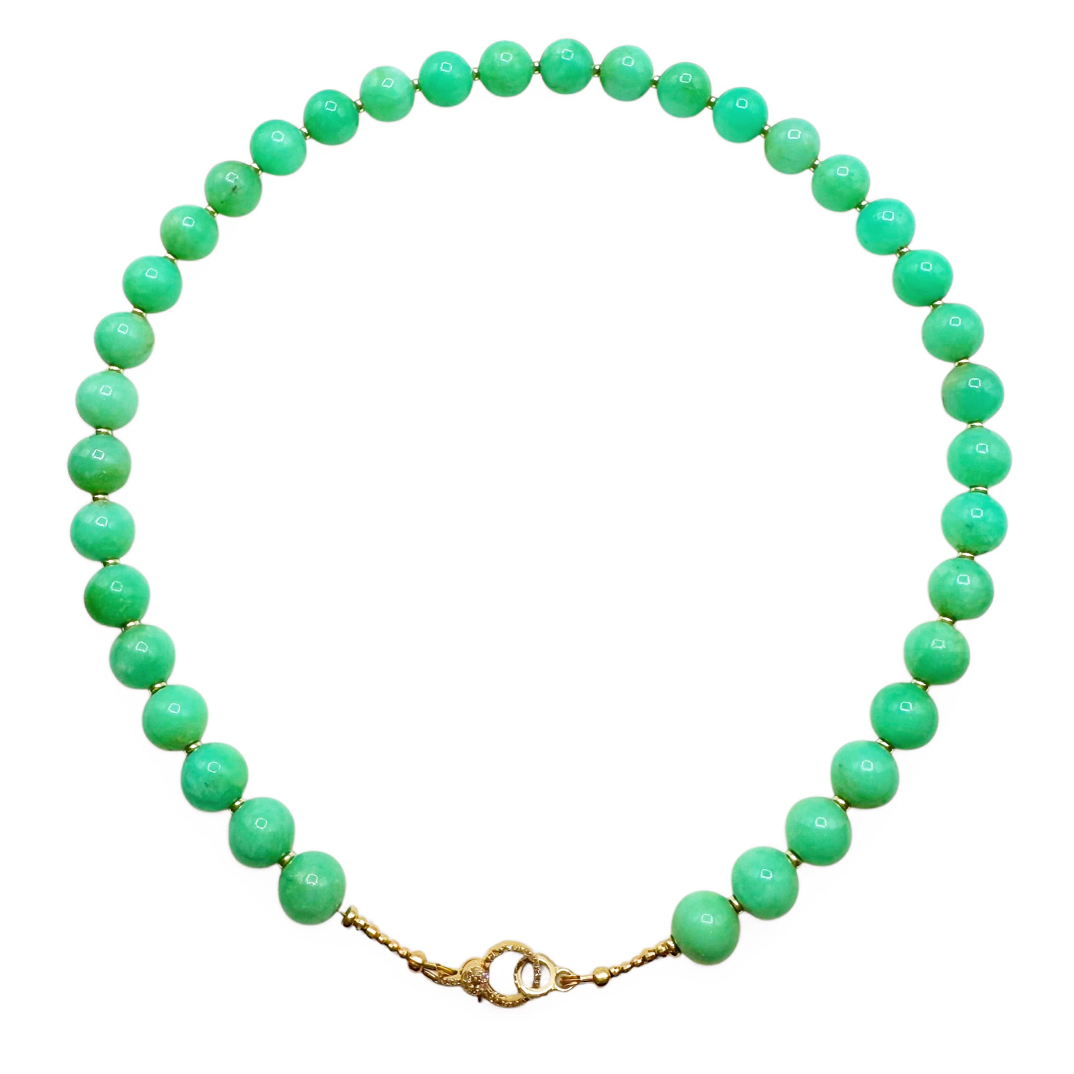 CHRYSOPRASE AND DIAMOND CLASP NECKLACE