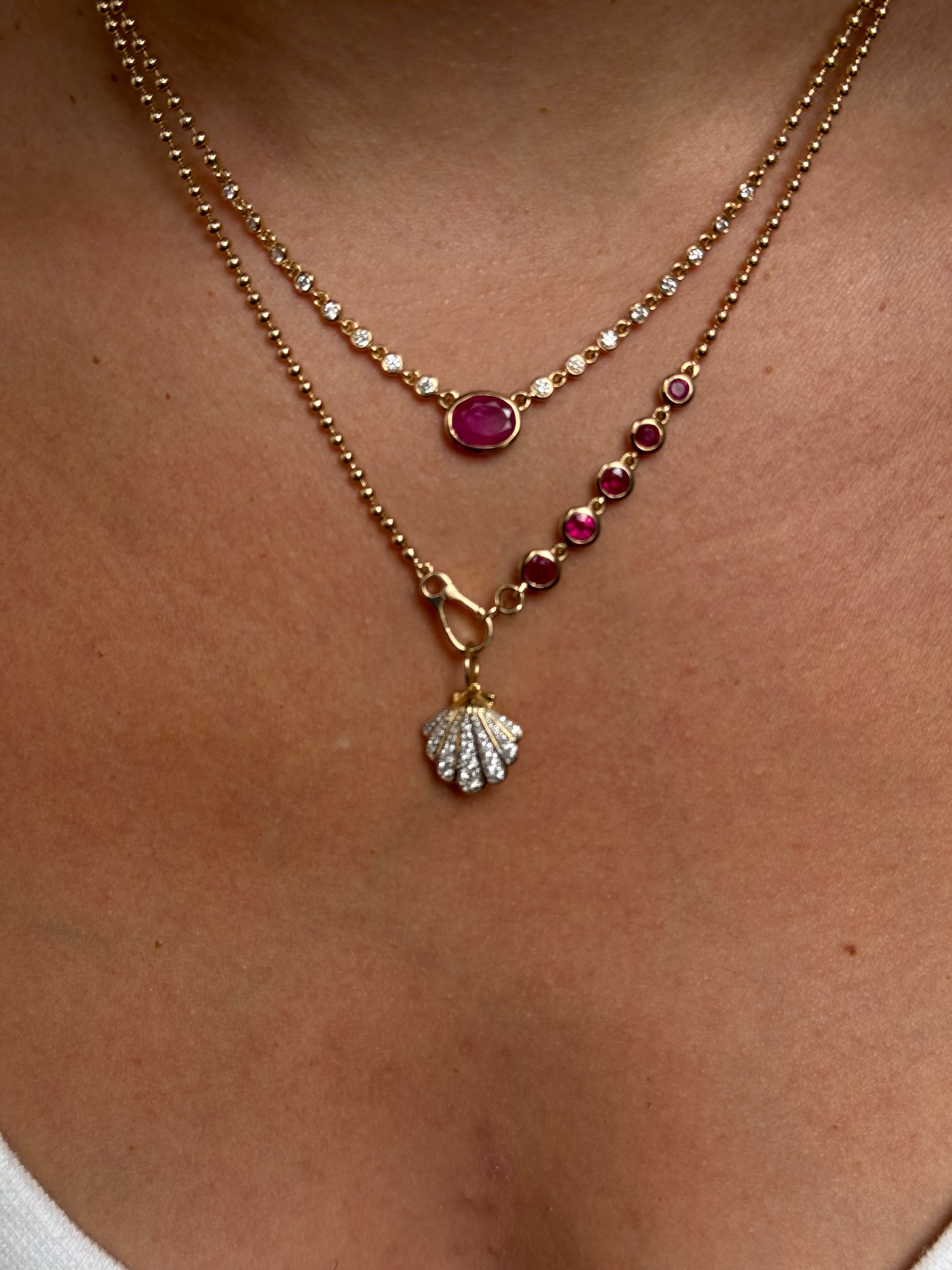 SOLID GOLD & DIAMOND 14K GOLD SHELL CHARM