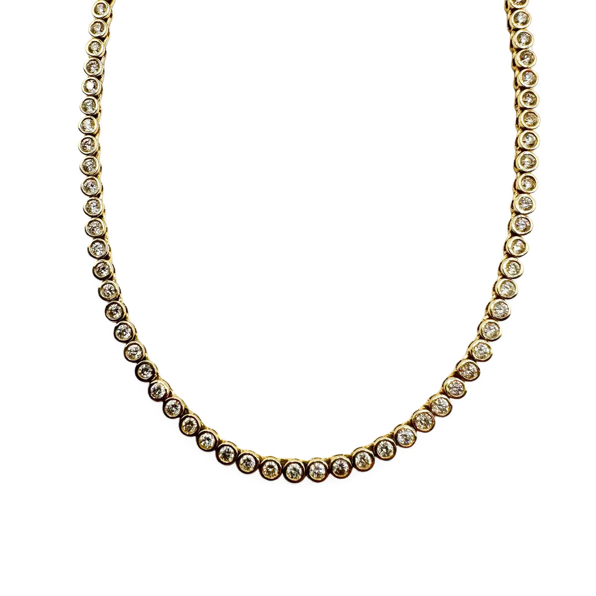 14K GOLD BEZEL DIAMOND TENNIS NECKLACE